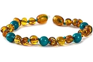 Baby J's - Coloured Bracelet/Anklet - Premium Amber Bracelet - Handcrafted with 100% Baltic Amber - Fitted with a Safety Screw Clasp - Knotted to Prevent Scattering