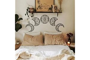 LEEWENYAN 5PCS Wood Moon Phases Wall Hanging Decor, Moon Art Room Ornaments Wooden Decorations for Office Nursery Bedroom Apartment, Housewarming Gift for Family Friends