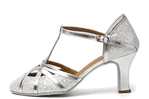 HROYL Women's Ballroom Dance Shoes Latin Salsa Closed Toe Low Heel Tango Cha-cha Wedding Evening Dancing Shoes,511-512