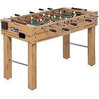 SAMAX Mesa de Fútbol Futbolín hecho de Madera incluso 2 Portavasos 4 Bolas Recubrimiento de Goma Antideslizante Pateador Fútbolista Deporte Patada de Mesa