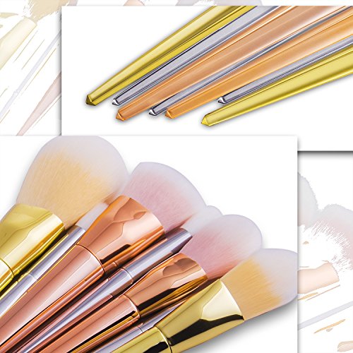 Make Up Pinsel Set, VALUE MAKERS® 7PCS Profi Kabuki Kosmetik Pinsel für Eyeliner Powder Concealer mit Etui - 5