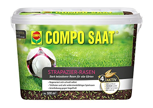 COMPO SAAT® Strapazier-Rasen, hochwertige Rasensamen-Mischung, für Rasen der wenig anfällig für Rasenkrankheiten ist, 2 kg für 100 m²