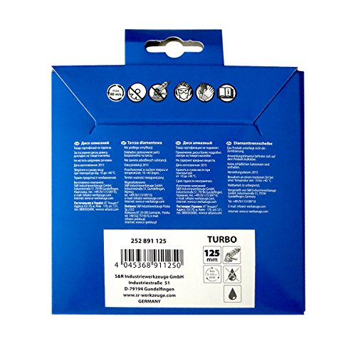 S&R Diamanttrennscheibe, Trennscheibe 125 x 1,6 (5,5) x 22,2 zum Schneiden von CERAMIC, harter Keramik, Fliesen, Marmor, Granit, Kacheln, Kalkstein und weiteren harten Materialien. Profi-Qualität - 4