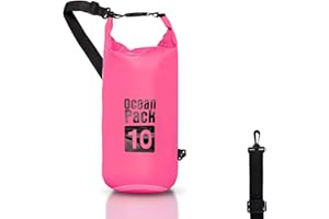 CABLE TECHNOLOGIES Dry Bag, Borsa Sacca Zaino Impermeabile Waterproof, chiusura a rotolo e tracolla, custodia impermeabile per cellulare e marsupio per Mare Barca Pesca Rafting Spiaggia Sport Acquatici (Pink, 10l)