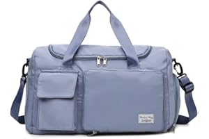LOCKIMO Pieghevole Borsone Palestra Da Viaggio - Grande Capacità 35L Borsa Da Viaggio & Palestra Donna con Separato Secco Bagnato con Etichetta Bagaglio (50 x 28 x 25cm)