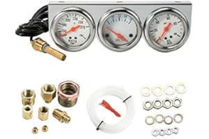 MASO 2'' Inch 52mm Oil Temp Oil Pressure Volts Triple Gauge 3in1 Kit White