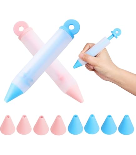 4 mondstukken voedsel decoreren pen duurzame siliconen chocolade schrijven pen taart decoreren gereedschap taartvorm Rood