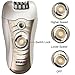 Sminiker 3 in 1 Lady Waterproof Rechargeable Hair Removal Kit ( Bikini Trimmer, Hair Epilator, Callus Remover ) with 2 Mode Power Switch, LED Hair Shaver for Arm, Underarm, Bikini Line & Legs (Gold) 