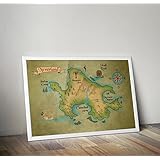 Disney inspirierte Nielandkarte, Peter pan drucken A4 8,3 x 11,7 Zoll