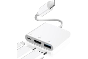 [Apple MFi-Zertifiziert] Light-ning Digital AV Adapter Hub for iPhone iPad, 3-in-1 Light-ning Hub with HDMI Output, USB OTG & Charging Port, Supports Video, Apps, Photos, Games, Screen Mirroring