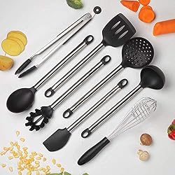 Ensemble d'ustensiles de Cuisine, 8 pcs Ustensiles de Cuisine en Silicone, Ensemble d'ustensiles de Cuisine Antiadhésifs, Résistants à la Chaleur