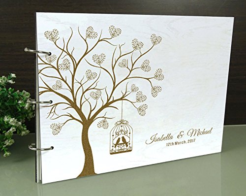 Personalisierte Holz Holz Hochzeit Gästebuch Baum Design Einzigartige Beratung Buch Custom Rustic Gästebuch - 2