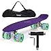 Produktbild Yorbay (UPGRADE VERSION) 22" Retro Skateboard Komplett Fertig Montiert mit Tasche und T-Tool (Deck Lila/LED transparent Räder)