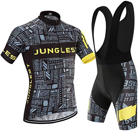 [3D pad][Type:Set[Black Bib] size:M] soft Shirts Men Comfortable Tops Short Sleeve Sportswear Cycling Shorts perspiration Cool Quick pad Breathable Jersey Dry Set Tights