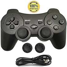 PS3 Controller, Wireless Bluetooth Gamepad Double Vibration Six-Axis Remote Joystick for Playstation 3 with Charging Cord (Blue)