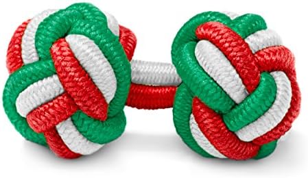 THE SUITS CREW Silk Cufflinks Silk Knots Elastic Rope Nylon Textile Fabric Studs for Women Men Cuff Shirts - Suitable for Wedding Groom Best Man - Red - White - Green
