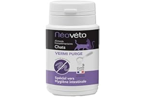Néovéto - Vermipurge - Vermifuge pour Chat en Poudre Naturelle - Actifs agréés par Les Services Vétérinaires Français - Fabriqué en France - Facile à administrer