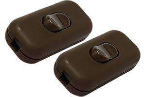 Art Deco Emporium Brown Twin-Pack Dual Pole Inline Switch for Light Switches, Small Appliance or Lamp Switch Accepts upto Three Core Round or Flat Wire and Flex 6Amp 230V Double Pole Switching