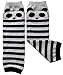 Leg warmers by Dotty Fish Black and white stripe Panda design - One Size Girls
