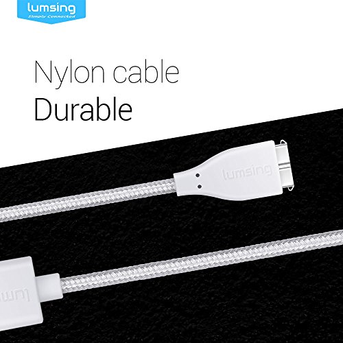 Lumsing Fitbit Surge USB Ladekabel Nylon Kabel 3.3 feet/1M Ersatz Ladekabel Power Kable für Fitbit Surge Fitniss (Weiß) - 6