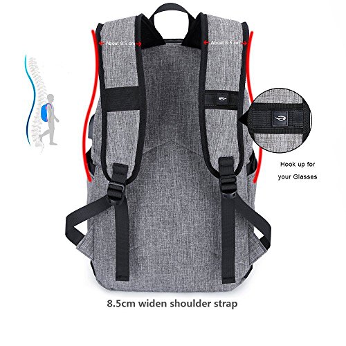 WAWJ Anti-Diebstahl Laptop Rucksack mit USB Computer Rucksacke Schulrucksack f  r Herren Damen Kinder  Grau 