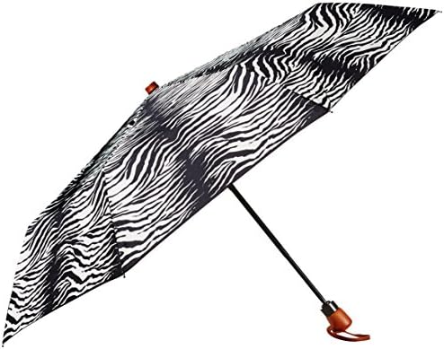 Adrienne Landau Auto Open Close Compact with Wood Handle, Zebra, One Size