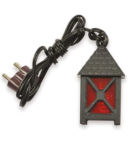 Kahlert Licht Puppenhauszubehör Laterne - Zinnfarben, Rot, Höhe 20 Mm, Mit Ersatzglühlampe