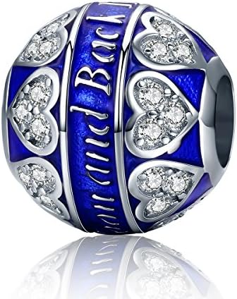I Love To The Moon and Back 925 Sterling Silver Charms Heart Love Beads Blue fit Bracelats Mother's Day Gifts Jewellery