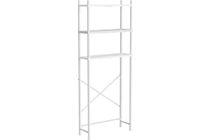 HOOBRO Over Toilet Storage Unit Bathroom Shelf, 3-Tier Bathroom Storage Unit, Freestanding Above Toilet Storage Rack with Adjustable Feet, Space Saving, Easy Assembly, White EWW63TS01