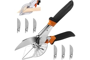 SUEVUT Ciseaux à onglets, Cisaille à Onglet à Angle 45 ° -135 °, Ciseaux à Goulotte Multifonction, cisaille à joint pour couper le bois tendre, le plastique, le PVC et plus, y compris 6 lames de rechange