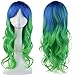 Price comparison product image 24" Wigs for Women Curly Ombre Full Wig Anime Costume Natural Synthetic Wig 60cm Mix Blue Green