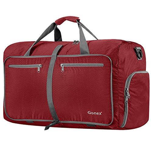 Gonex - Bolsa de Equipaje Plegable para Deporte o Viaje (Multiusos, Impermeable, 80 L), Rojo, L