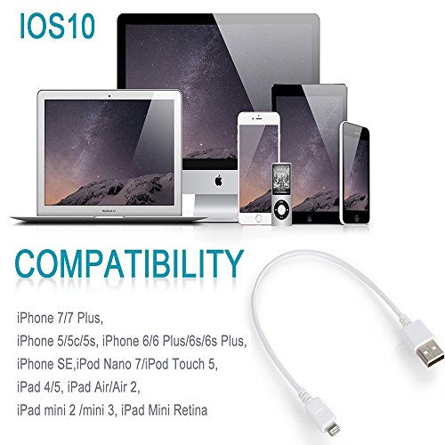 iPhone Charger Lightning Cable [4 Pack], EReach 11â€™â€™ Short Lightning to USB Sync and Charging Cable/Cord for iPhone 7 plus/7/6s plus/6s/6 plus/6/5s/5c/5, iPad Mini, iPad Air, iPod/iPod Touch (White)