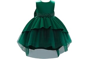 IWEMEK Vestido de noche para niños y niñas, sin mangas, de tul, con lazo, de princesa, para dama de honor, para comuniones, fiestas de cumpleaños, bailes