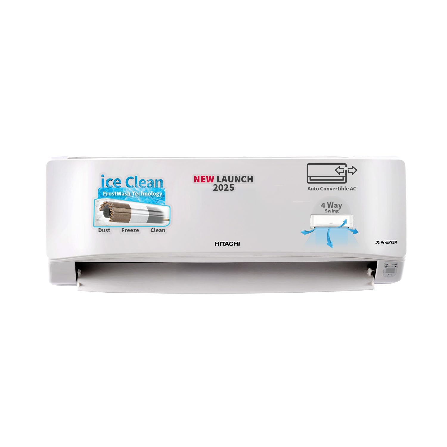 Hitachi 1 Ton Class 3 Star, 4-Way Swing, ice Clean, Xpandable+, Inverter Split AC (100% Copper, Dust Filter, 3400SXL RAS.D312PCBIBS, White)
