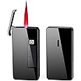 Solar Rechargeable Lighter Metal Lighter Flashlight Lighter Windproof Lighter Rechargeable Adjustable Flashlight Candle Camping BBQ Lighter (without Butane Gas)(Black)