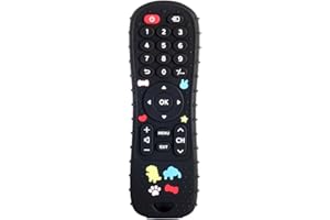 KEMUZ 1 x zabawka do gryzienia dla niemowląt, pilot zdalnego sterowania, silikonowa pomoc w ząbkowaniu, zabawka do ząbkowania, akcesoria dla dzieci w wieku 3, 6, 12 miesięcy, kolor czarny