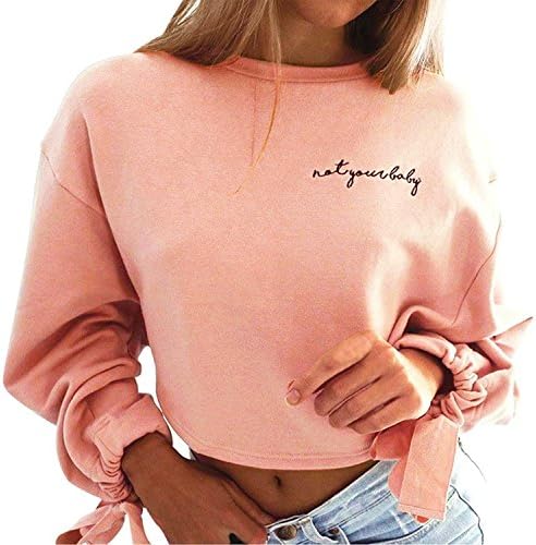 Kinikiss Long Sleeve Sweater Pullover Crop Tops Hoodies Sweatshirt Jumper