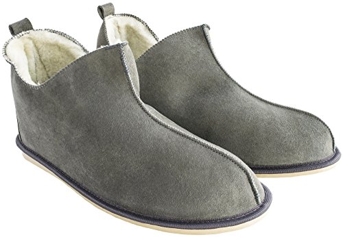 Ciora Women's Luxury Handmade Genuine 100% Sheepskin Ankle Boot Slippers (Non-Slip Sole, Style: ALPIN) - GIFT BOXED (6 UK / 39 EU, Grey)