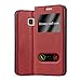 Produktbild Cadorabo Hülle für Samsung Galaxy S7 - Hülle in Safran ROT – Handyhülle im Standfunktion und 2 Fenstern (View Design) - Case Cover Schutzhülle Etui Tasche Book Klapp Style