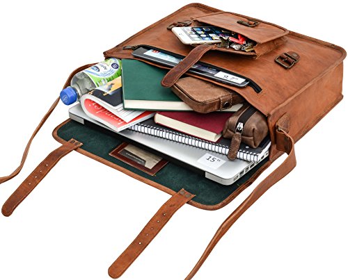 Gusti Leder nature „Finlay 15″ Umhängetasche Laptoptasche 15,6“ Ledertasche Vintage Umhängetasche Ledertasche Unitasche Aktentasche Arbeitstasche Collegetasche Messengerbag Ordner Braun U18 - 3