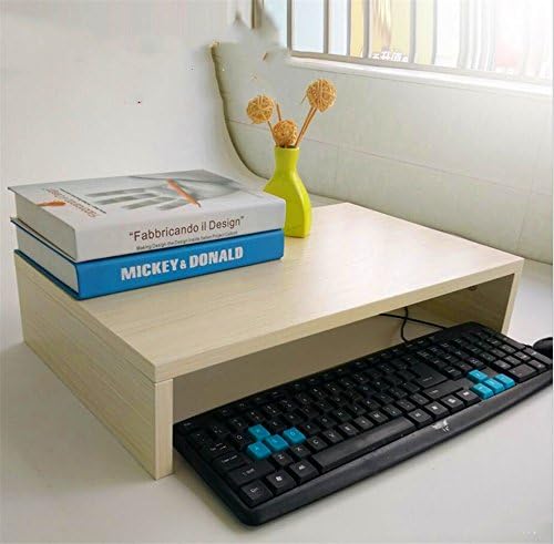 QXWL Wood Monitor Stand Computer Laptop TV Screen Riser Desk Organiser 48.5* 30*10.5 cm ( Color : White cherry )