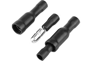 DEWIN Set med 50 elkabeluttag, isolerad elektrisk kontakt hona och hane för 0,5 till 1,5 mm² svart kabel