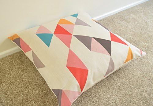 Multi Coloured Geometric/Scandinavian Cotton Linen Floor Cushion/Pillow Cover 26 x 26"