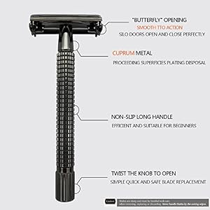 WEISHI Safety Razor Double Edge Nostalgic Long Handle Butterfly Open Razor. - Image 3
