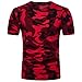 Produktbild Herren T-Shirt Top, Dasongff 2018 Mode Herren Camouflage T-Shirt Drucken Blusen Rundhals Kurzarmshirt Slim Sportlich Hemd Casual Tarnung Pullover (L, Rot)