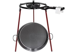 COFAN Poêle à paella, brûleur, pieds et trépied, acier, gris, Diamètre de la poêle 46 cm