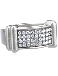 Dyrberg/Kern - Anillo de metal bañado en plata con cristal swarovski