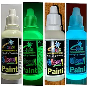 Jash Easily Applied on Multiple Surfaces, Dries Fast, Glow in The Dark Paint Combo Pack (Yellow-Green, Blue-Green, Each 30gm - Total 60gm, Glow time: 8-12hours)