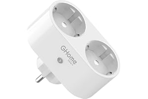 GHome Smart Wifi Smart Plug, presa 2 in 1 con monitoraggio dell'energia, controllo tramite e app, compatibile con Alexa e Google Home, bianco [non compatibile con France Plug]